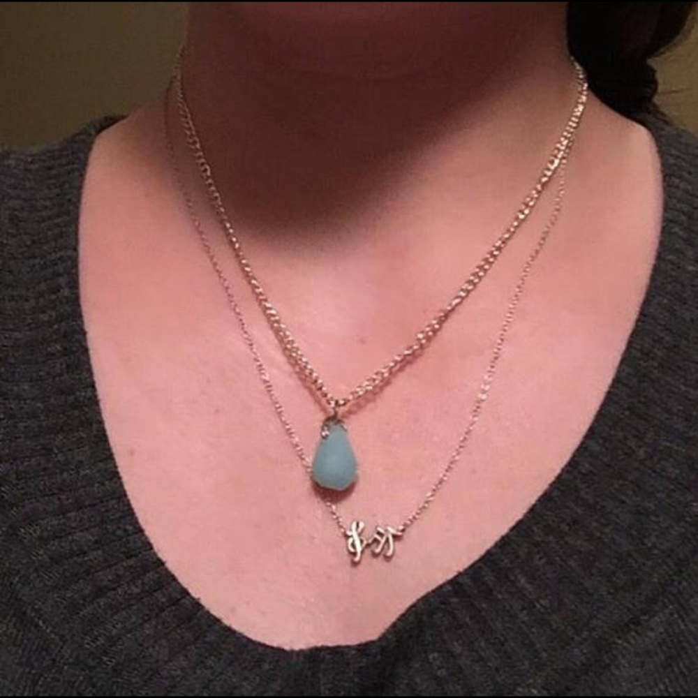 CLEARANCE Light Blue Teardrop & Silver Necklace